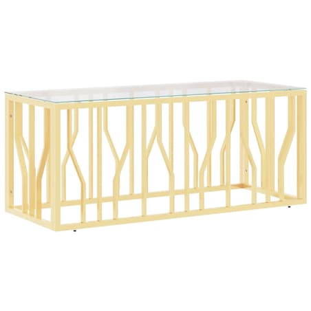 vidaXL Stolik kawowy, 110x45x45 cm, stal nierdzewna i szkło