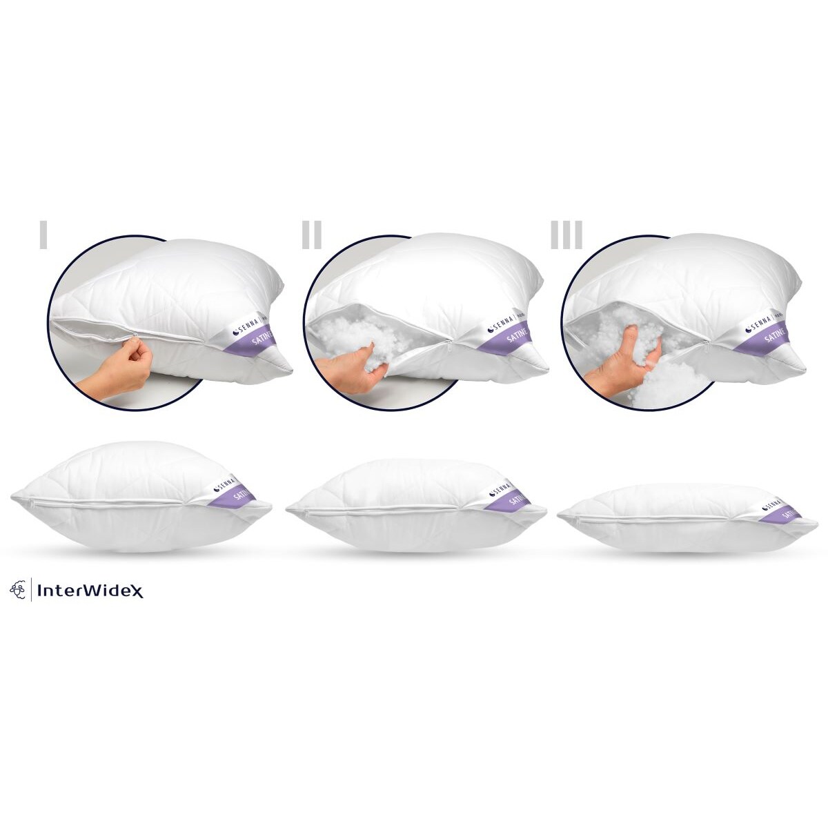 Poduszka regulowana SATINE 40x40cm | Senna Home