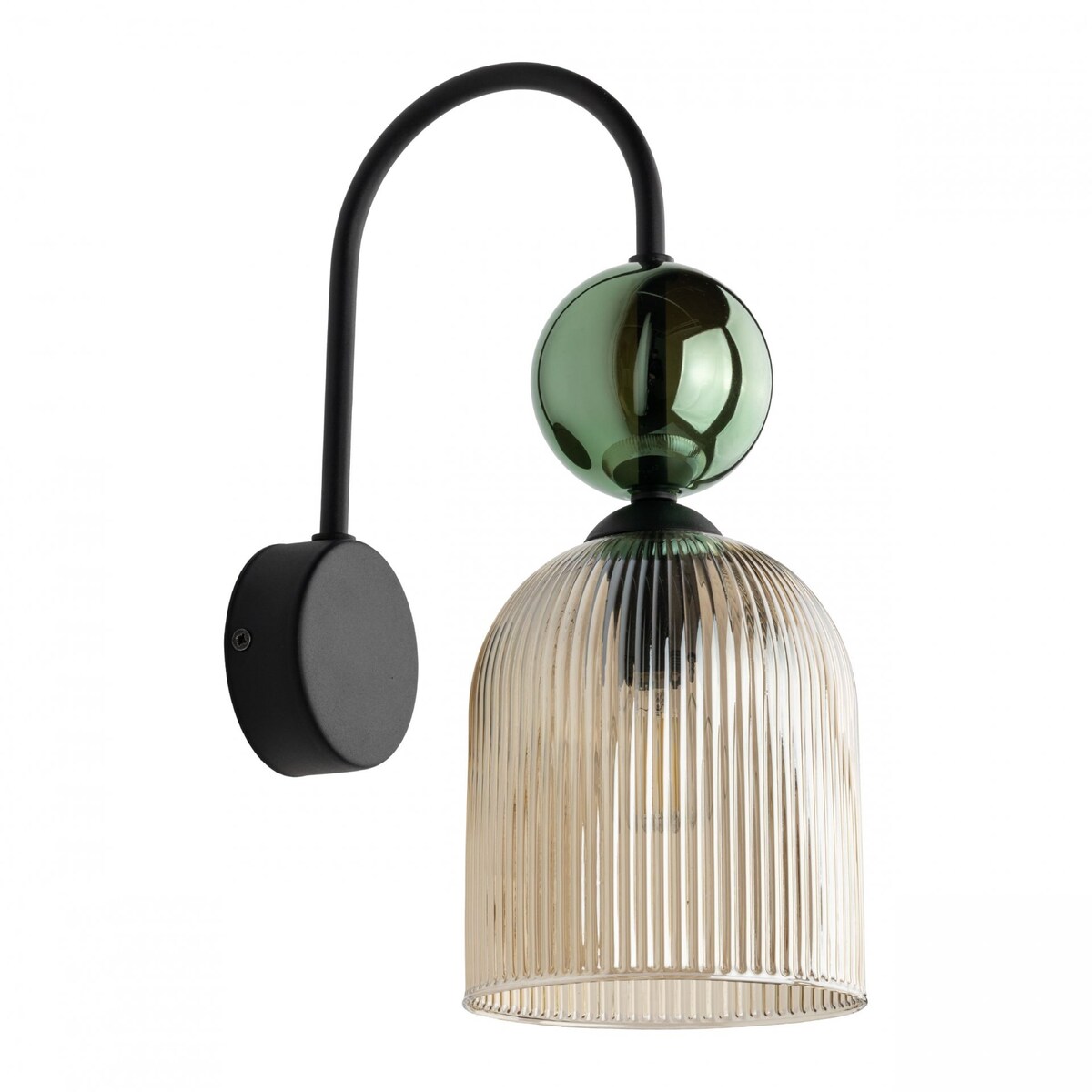 Kinkiet SOPHIA Czarny i Zielony z Koniakowym Szkłem, E14, Regulowana Wysokość, TK Lighting