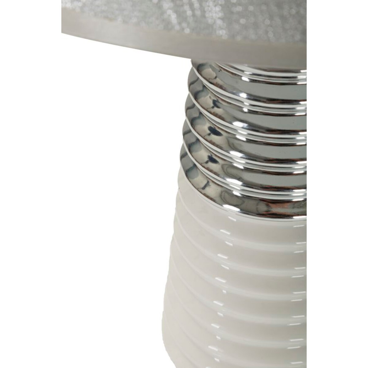Lampa stołowa Candela, kolor biały i srebrny, ceramika, żelazo i tkanina, 25 x 25 x 41 cm, 1 x E27, do salonu i sypialni, Mauro Ferretti