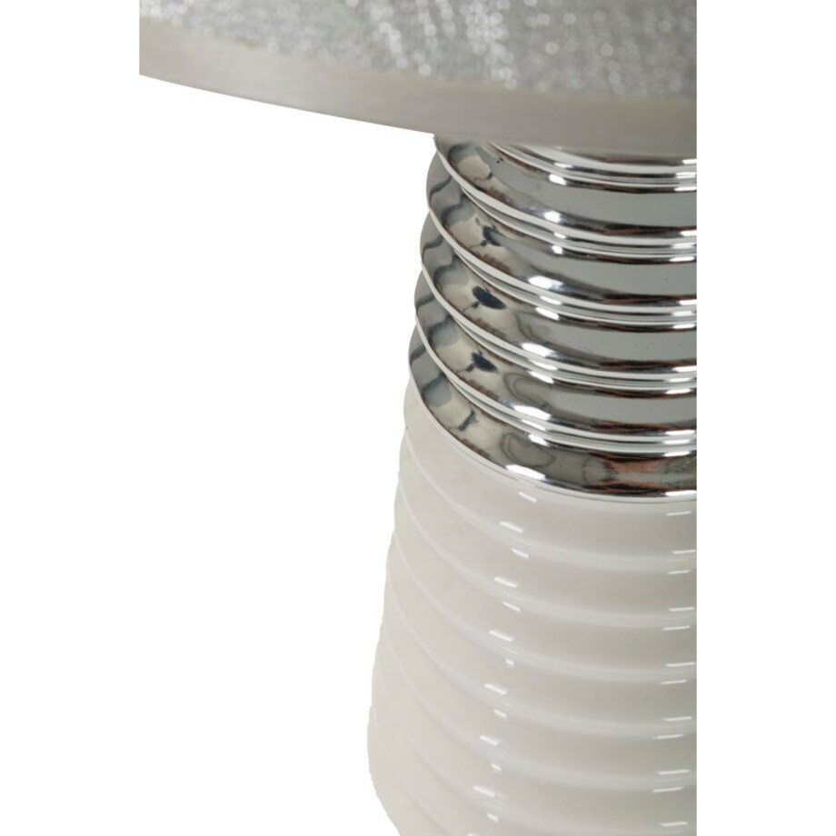 Lampa stołowa Candela, kolor biały i srebrny, ceramika, żelazo i tkanina, 25 x 25 x 41 cm, 1 x E27, do salonu i sypialni, Mauro Ferretti