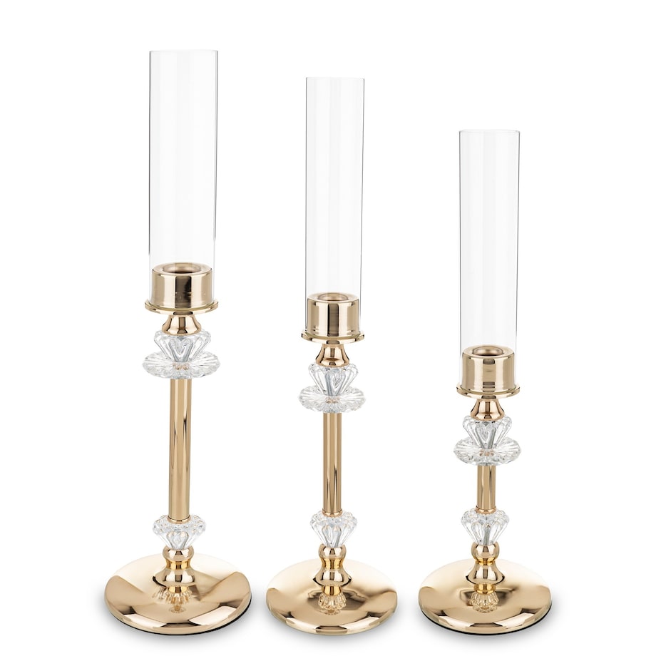 Świeczniki metalowe 3 szt. 50/45/40x11 cm CANDELIER złote