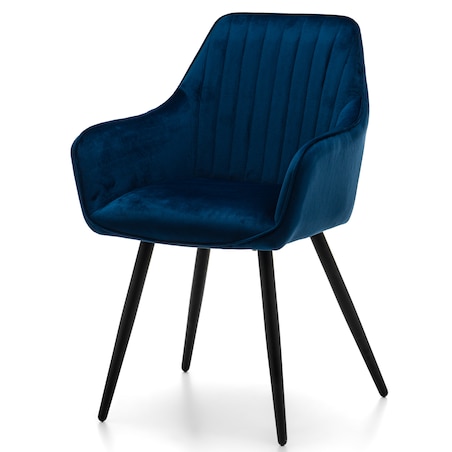 Krzesło tapicerowane pikowane welurowe do salonu jadalni nowoczesne PASSO granatowe