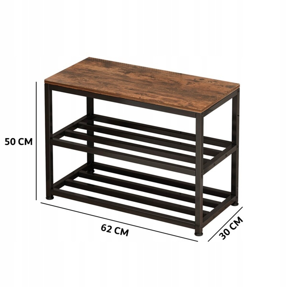 Szafka na buty siedziskiem duża półka industrialna loft drewno retro 62 cm