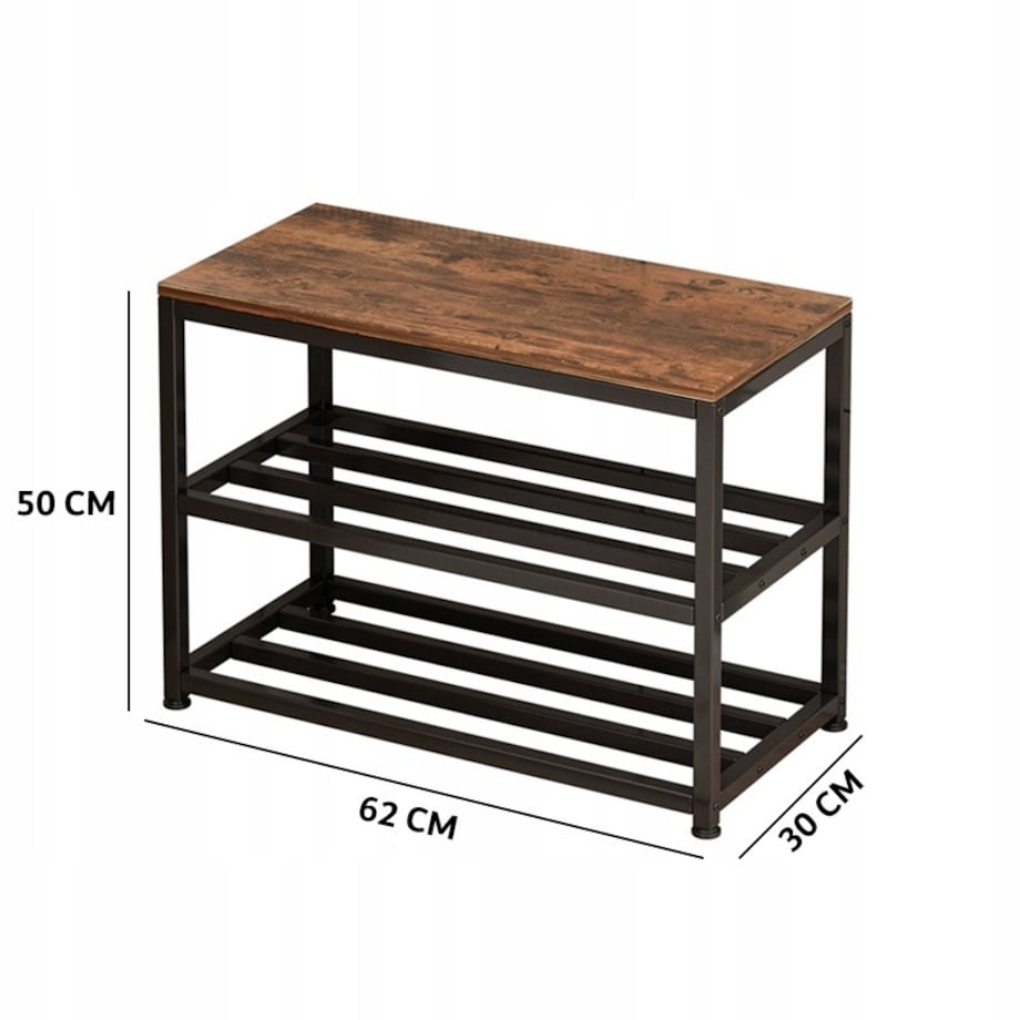 Szafka na buty siedziskiem duża półka industrialna loft drewno retro 62 cm