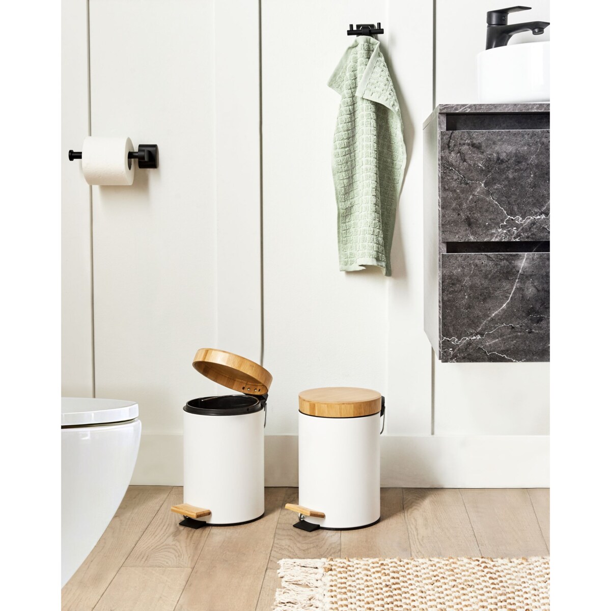 Zestaw 2 koszy na śmieci z pedałem 3 L ECOSMART Metal Biały