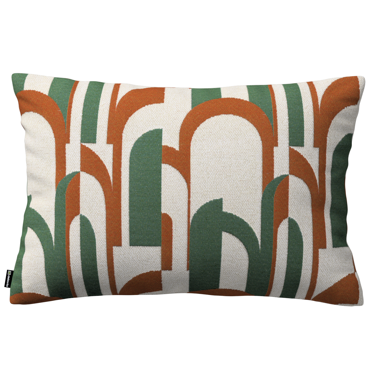 Poszewka Kinga na poduszkę prostokątną 60x40 zielono-czerwony wzory na kremowym tle