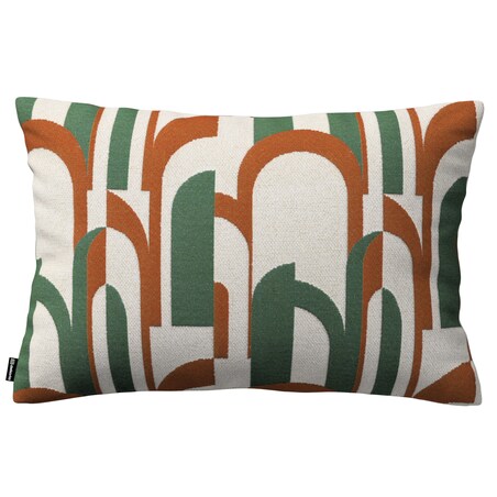 Poszewka Kinga na poduszkę prostokątną 60x40 zielono-czerwony wzory na kremowym tle