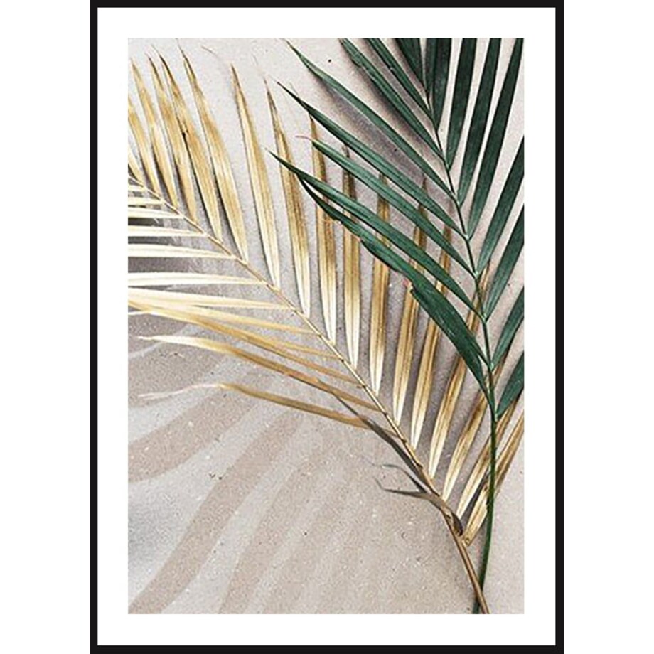 Poster Story, Plakat, Obraz - Złota i Zielona Palma, wymiary 21 x 30 cm