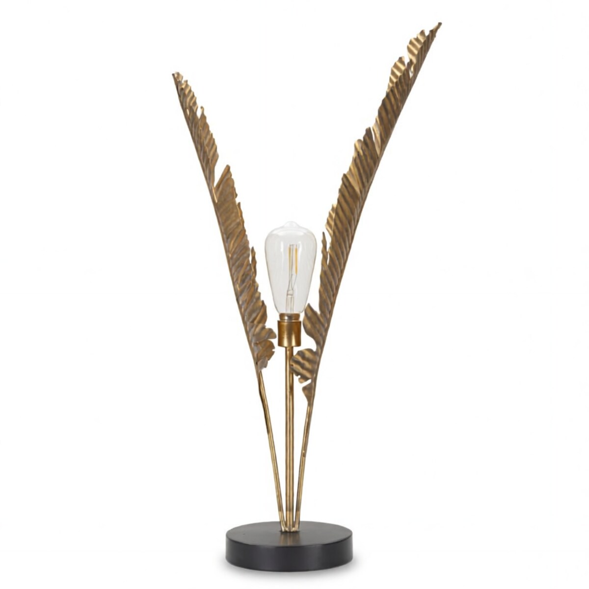 Lampa stołowa Palm, kolor złoty, żelazo, 26 x 26 x 65 cm, 1 x E27, max. 40 W, motyw: palma, do salonu i sypialni, Mauro Ferretti