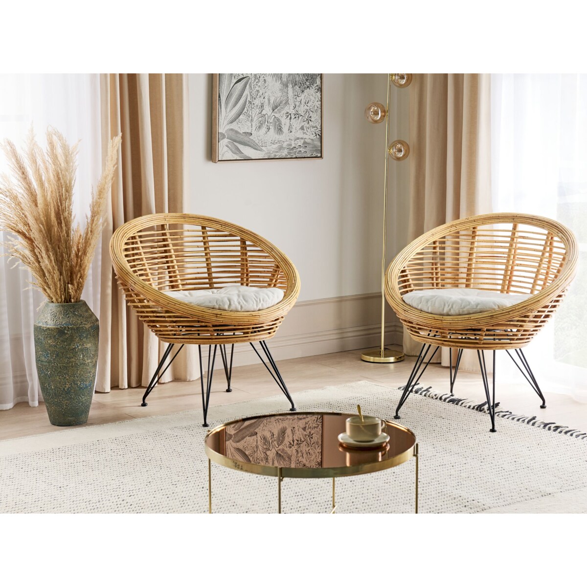 Zestaw 2 krzeseł rattanowych naturalny MARATEA