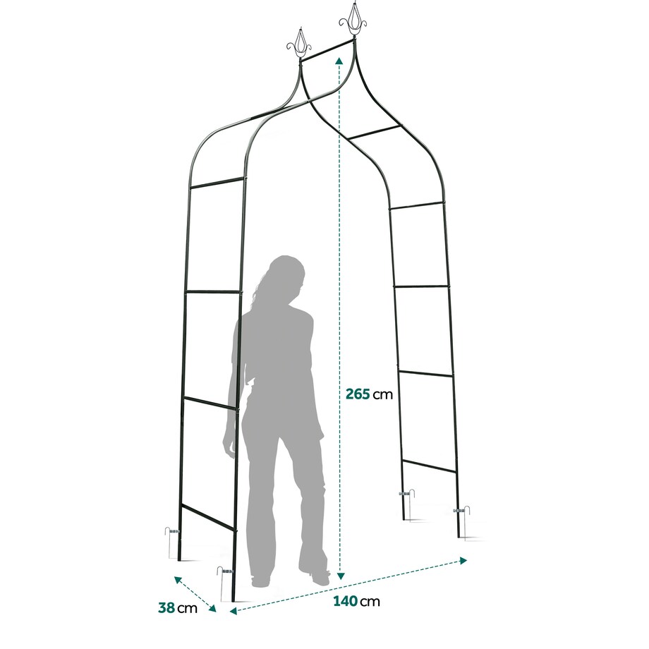 Pergola ogrodowa zielona na kwiaty róże 265x140cm + kotwy Plonos