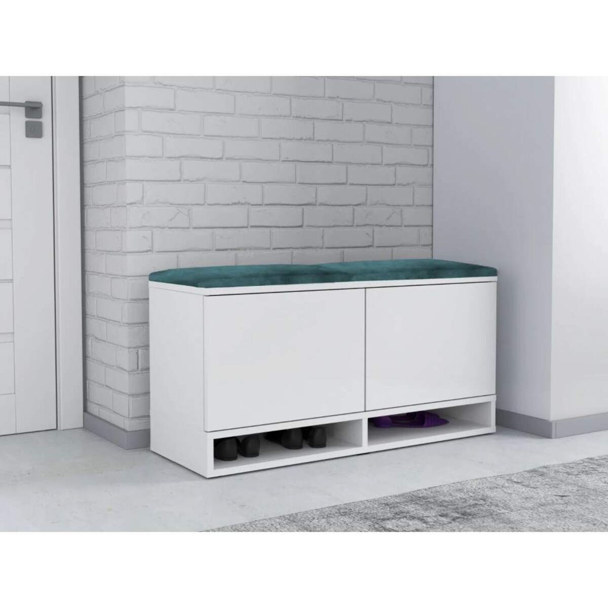 Szafka na buty z siedziskiem DUBAI biała/zielona