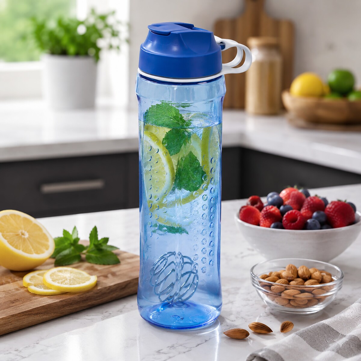 Bidon Na Wodę Shaker Ze Sprężynką Rowerowy Do Szkoły Butelka 610 Ml