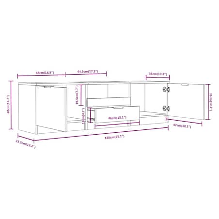 vidaXL Szafka RTV Biała 140x35x40 cm Drewno inżynieryjne