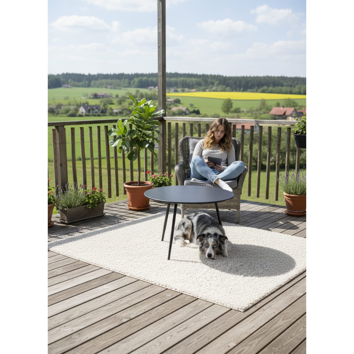 Stolik Kawowy Ogrodowy VIBE 60 Cm Stalowy 3 Nogi Szary