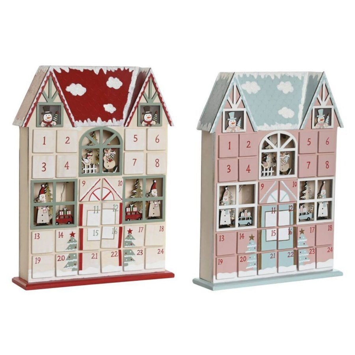 Kalendarz adwentowy LED 34,5x26x7 cm VILLETTA z niebieskim dachem