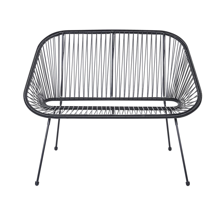 Ławka ogrodowa 114 cm z technorattanu czarna ACAPULCO