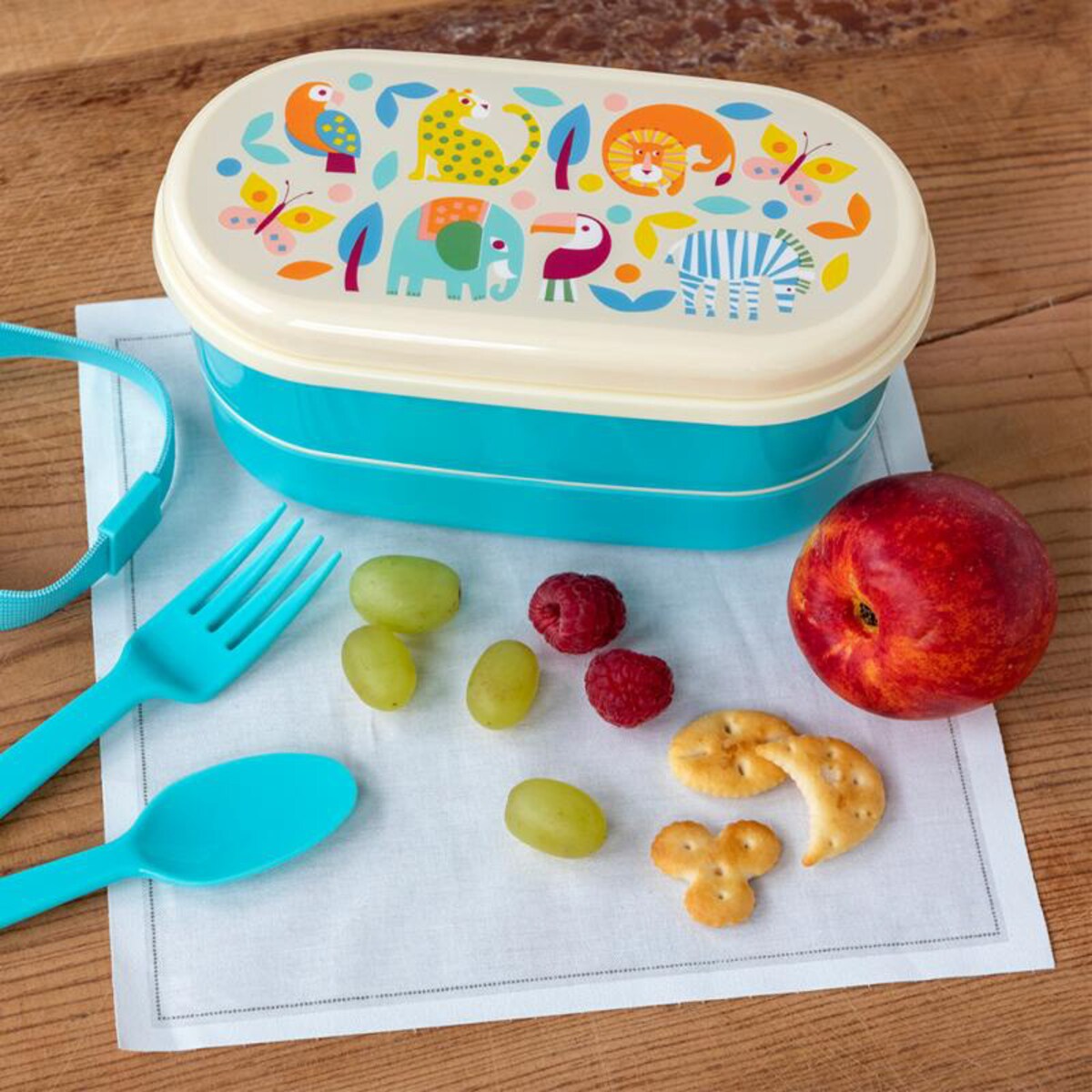 Lunchbox Bento ze sztućcami dla dzieci, Zwierzęta, Rex London