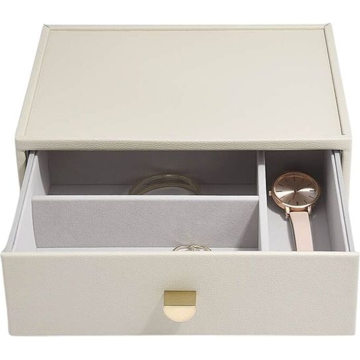 Szkatułka na biżuterię Stackers classic jasnobeżowa z szufladą