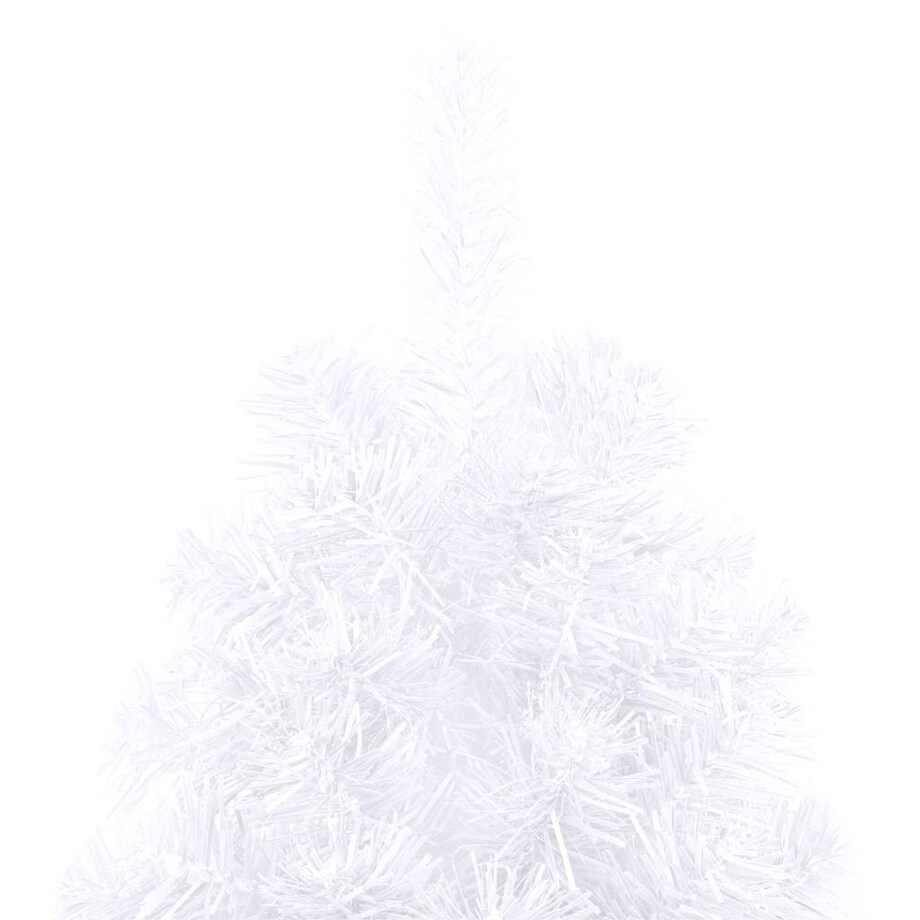 vidaXL Choinka z lampkami i bombkami, połówka, biała, 150 cm