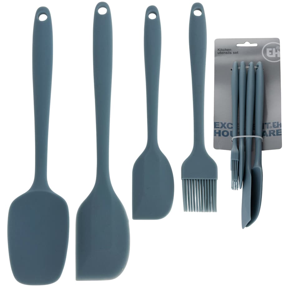 Przybory Kuchenne Silikonowe Szpatułka Łopatka Zestaw Niebieski