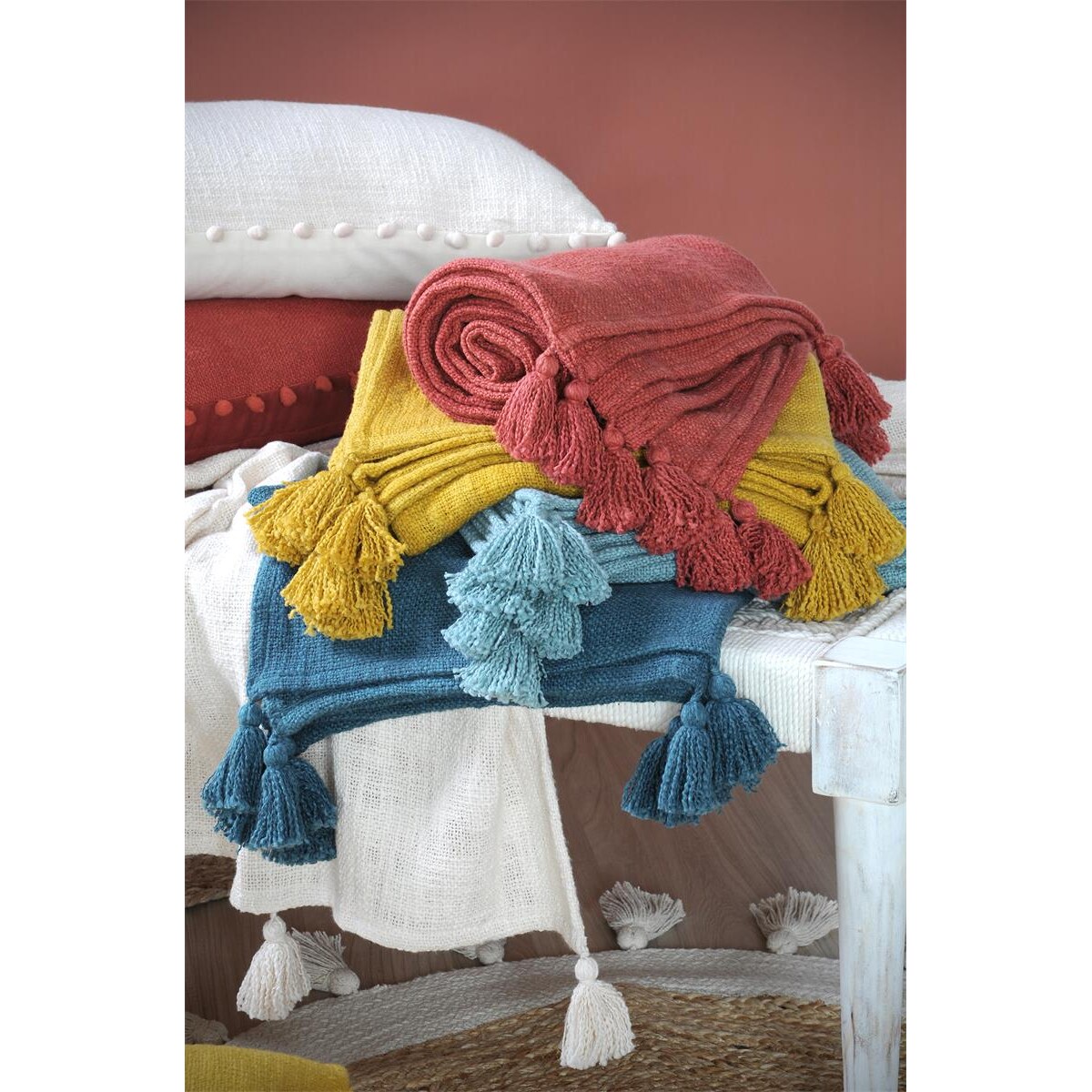 Koc bawełniany SANCHEZ z chwostami, 125 x 150 cm