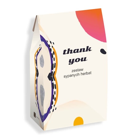 Personalizowany Box Thank You - kawa smakowa, herbata sypana, kubek, zaparzacz, lizaki, etykieta z personalizowanym nadrukiem na prezent upominek podziękowanie