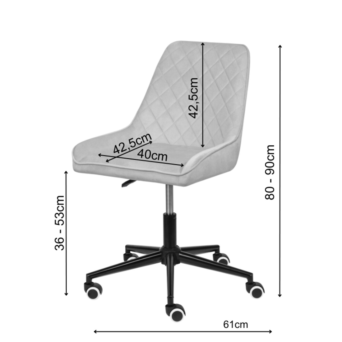 Fotel biurowy krzesło obrotowe regulowane szare do biurka