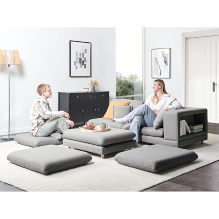 Sofa dla 2 osób HEDEN Szary z otomaną