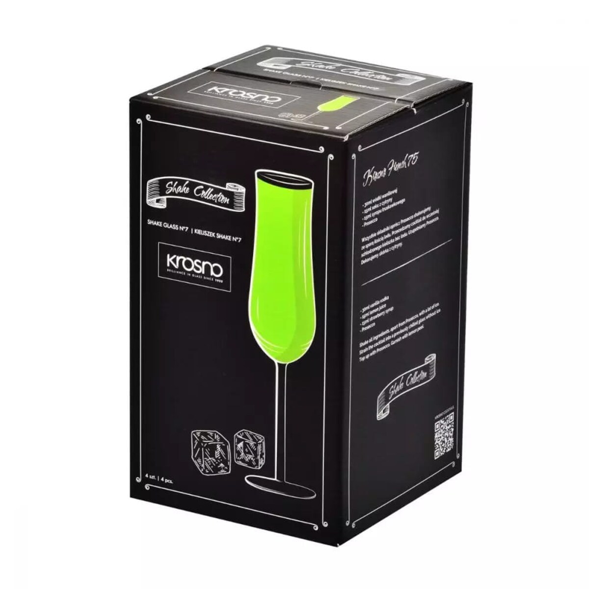 Kieliszki Wysokie Koktajlowe do Szampana Krosno Shake N°7 French75 4 x 120 ml