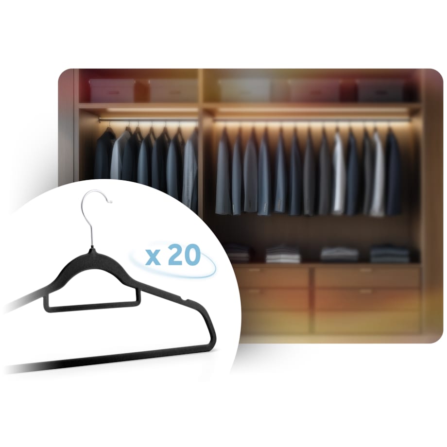 Wieszaki na ubrania welurowe do szafy zestaw 20szt. Massido