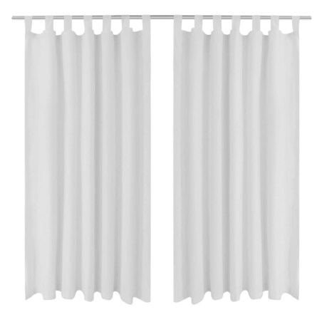 130360 2 sztuki białych zasłon z mikro satyny z otworami 140 x 225 cm