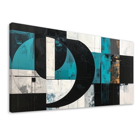 Obraz do salonu sypialni biura, Geometryczne kształty abstrakcja turkusowy