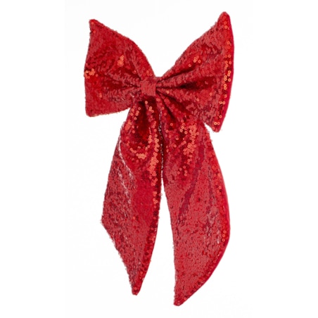 Cekinowa kokarda, czerwona, kpl. 4 sztuk, 36x35x3 cm błyszcząca