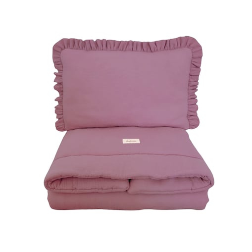 Pościel muślinowa z wypełnieniem falbanka Purple - M