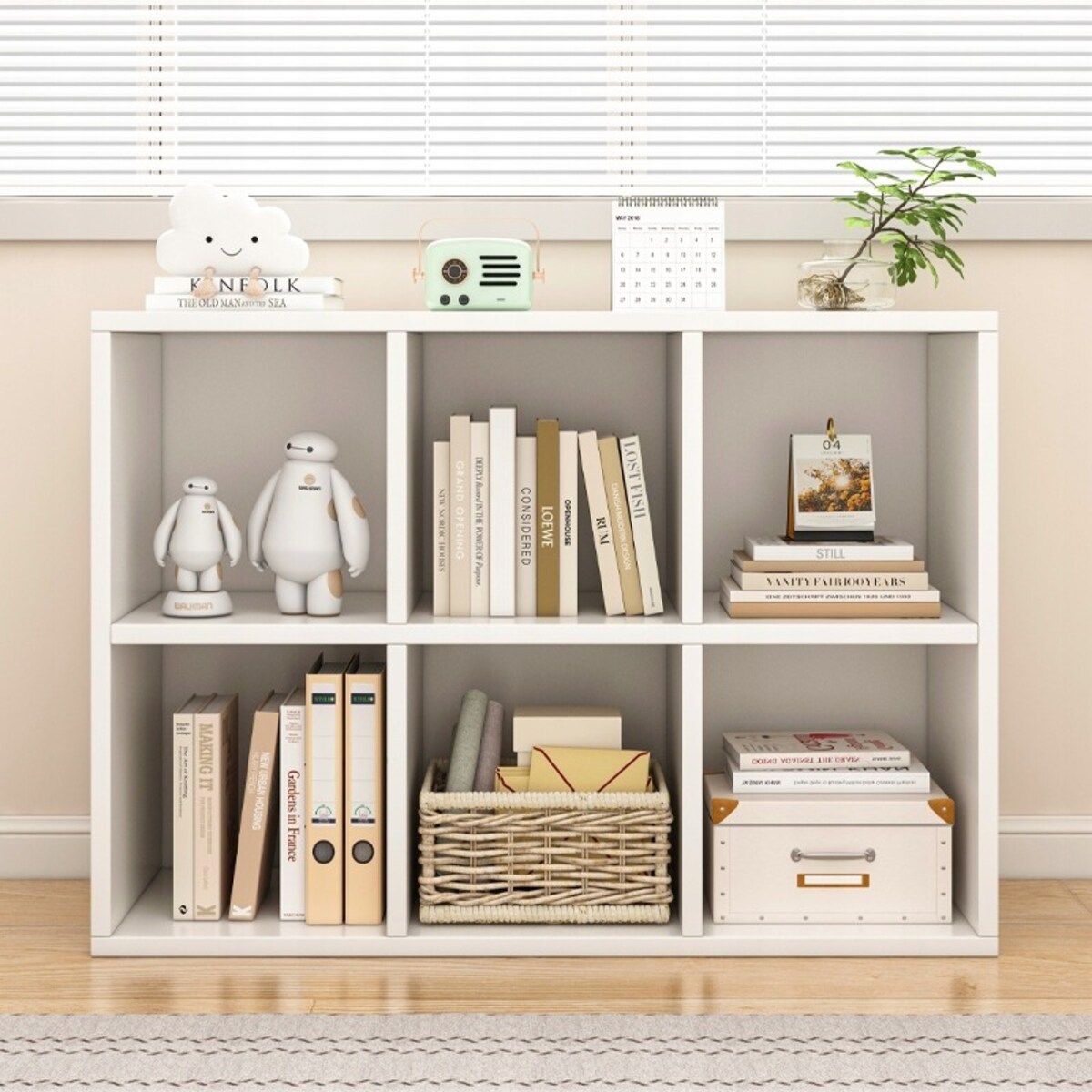 Regał Otwarty Komoda Kostka 2x3 Biały Na Książki Biurowy Nowoczesny 90cm