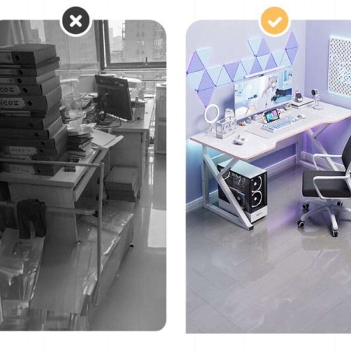 Biurko gamingowe stół dla gracza komputerowe białe nowoczesne loft 120 cm