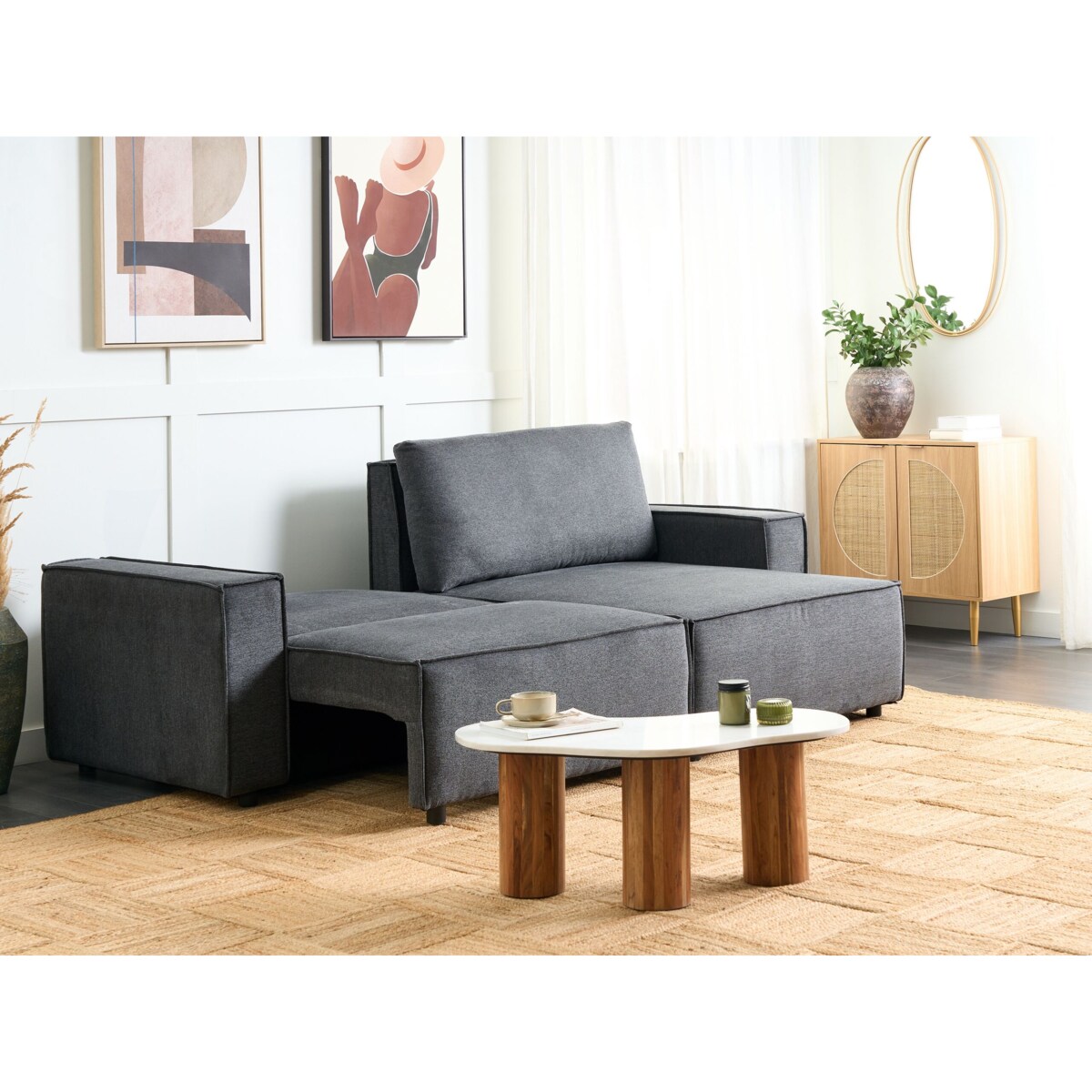 Narożnik lewostronny rozkładany z pojemnikiem ciemnoszary KARILA