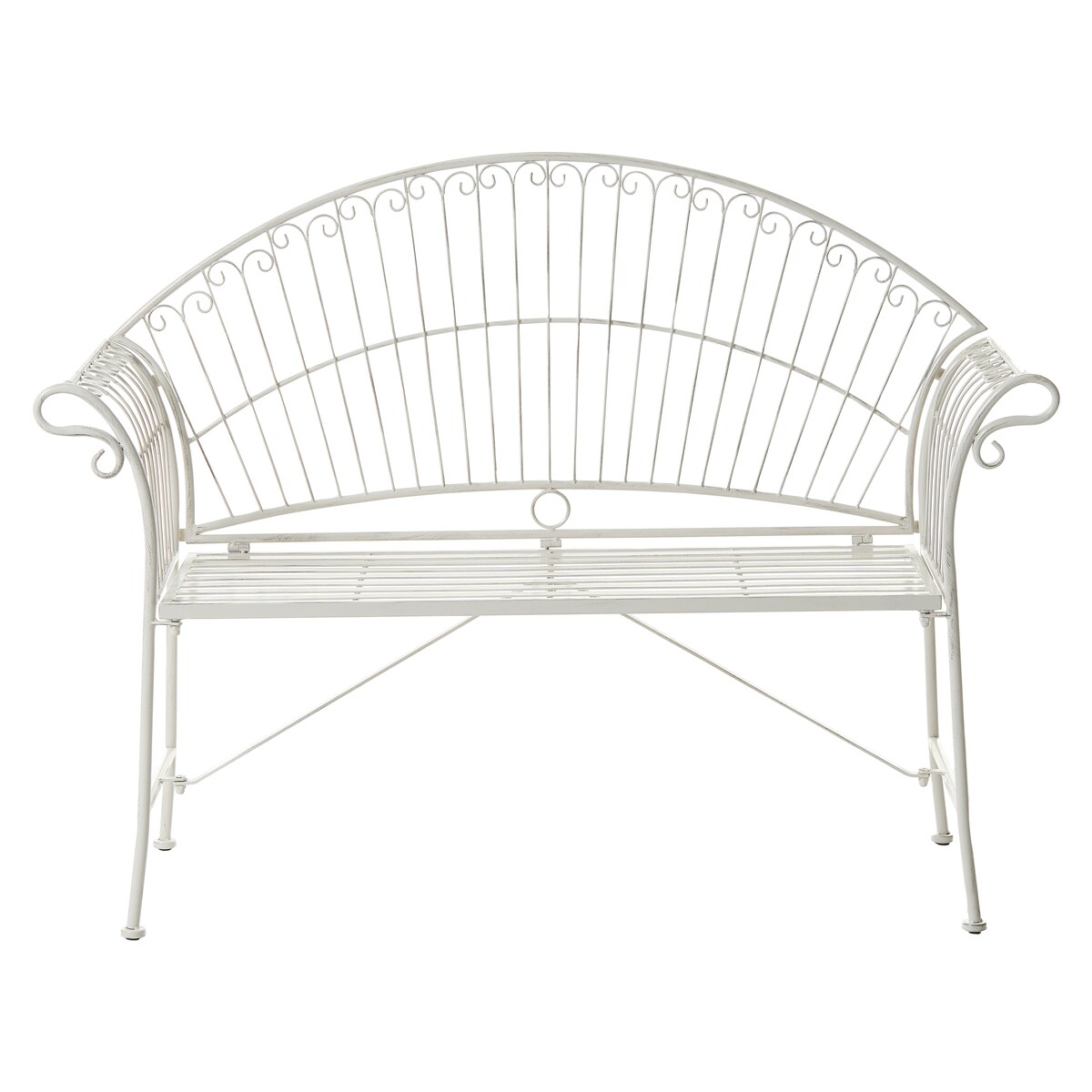 Ławka ogrodowa GUALEA 130 cm Metal Złamana biel