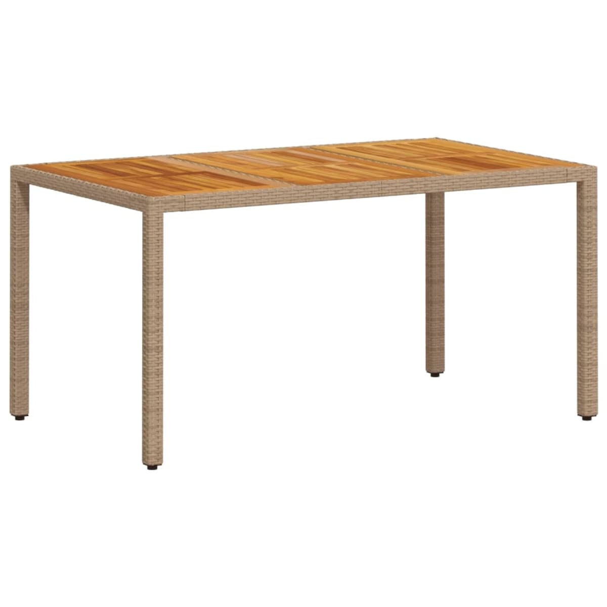 vidaXL Stół ogrodowy, beżowy 150x90x75 cm, rattan PE i drewno akacjowe