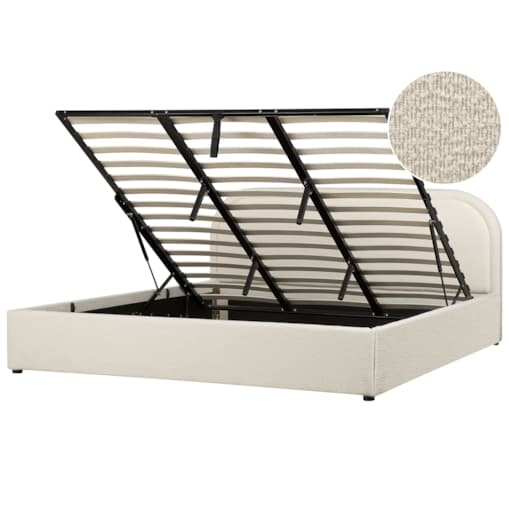 Łóżko z pojemnikiem Boucle QUILLIEN 180 x 200 cm Jasnobeżowy
