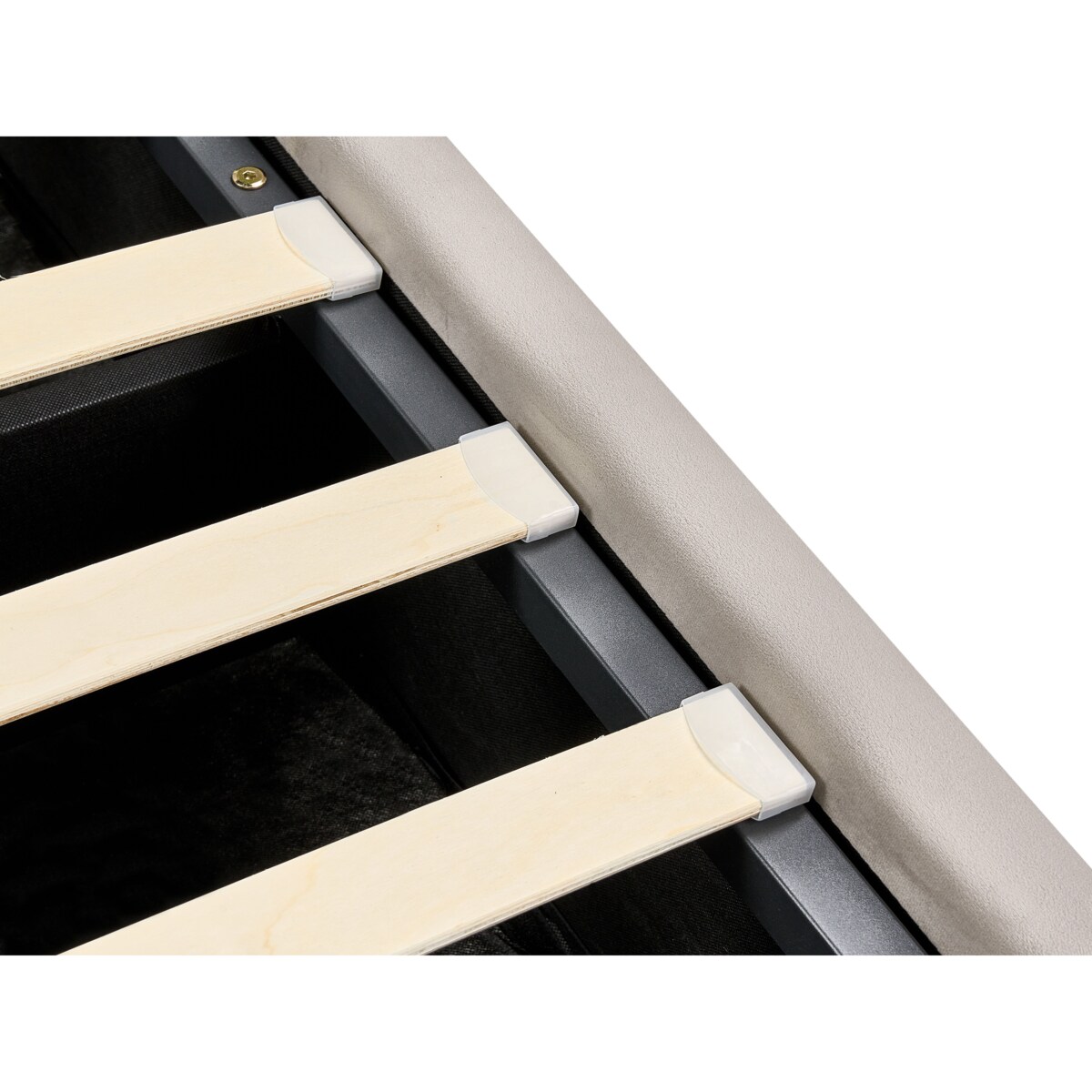 Łóżko z pojemnikiem Welur LUBBON 140 x 200 cm Beżowoszary