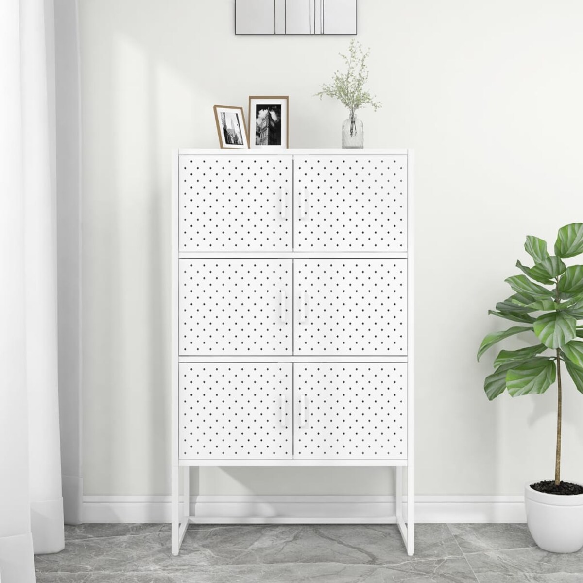 vidaXL Szafka, biała, 80x35x135 cm, stal