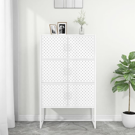vidaXL Szafka, biała, 80x35x135 cm, stal