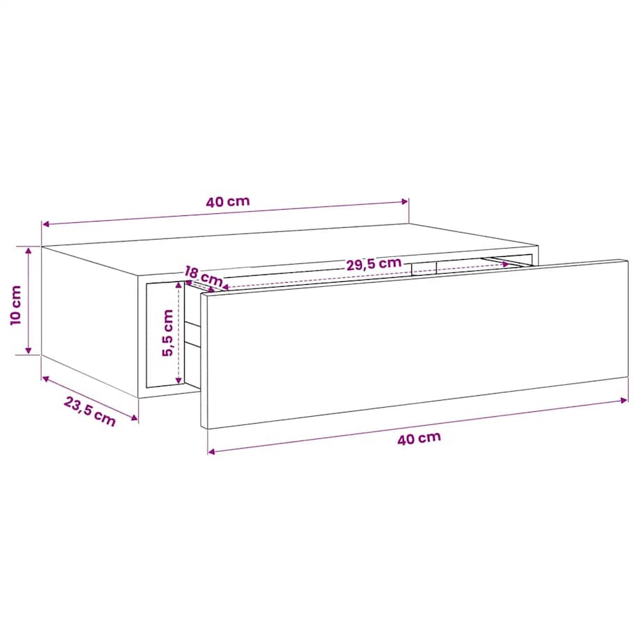 vidaXL Półka ścienna z szufladą, biała, 40 x 23,5 x 10 cm, MDF