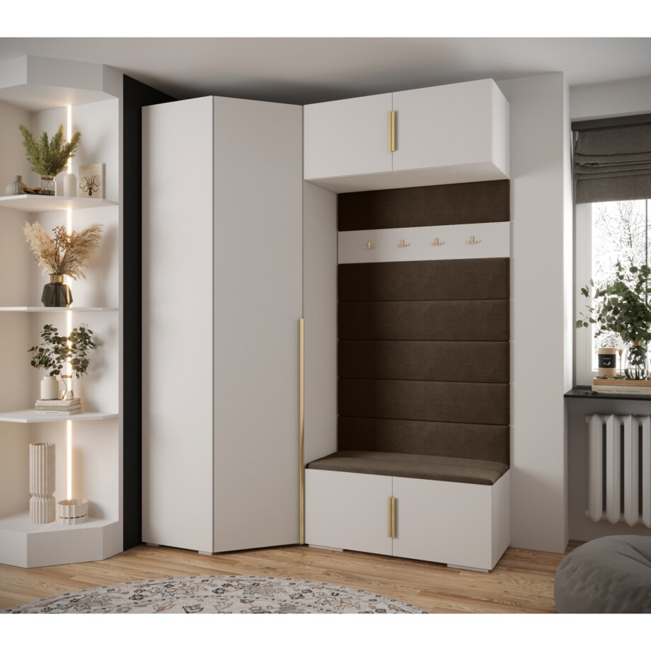 Garderoba do przedpokoju INOVA 1 Z21 biały+złoty+manila04