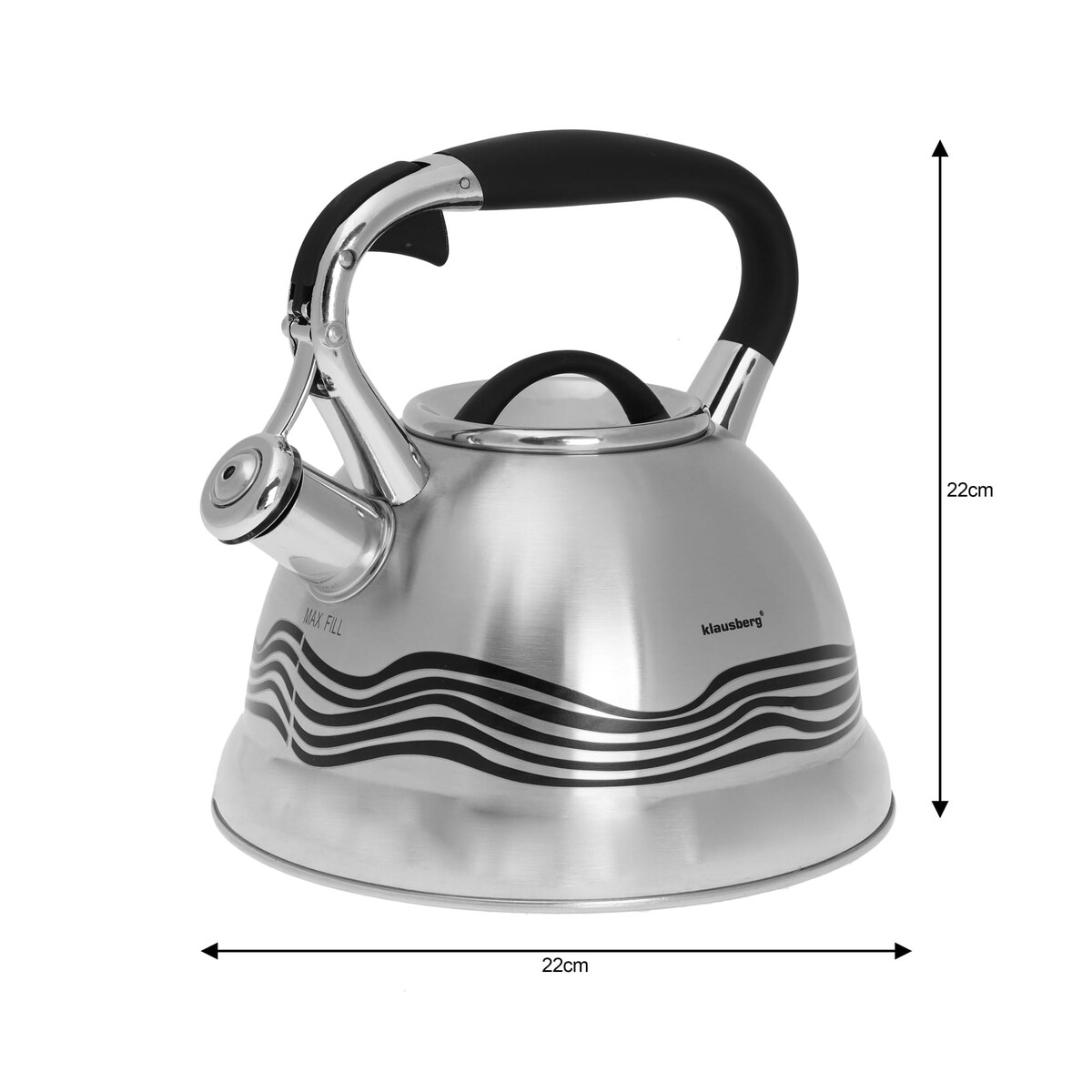 Czajnik stalowy z gwizdkiem Inox 3.0L zmieniający kolor indukcja KLAUSBERG