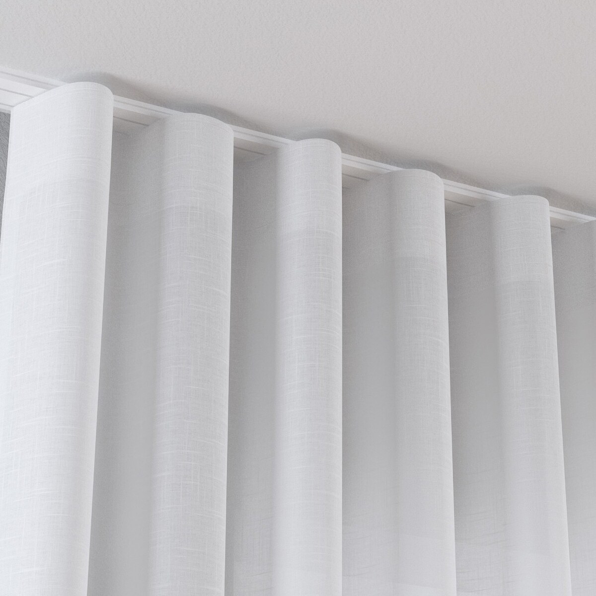 Zasłona na taśmie wave 130x260 prześwitujący biały