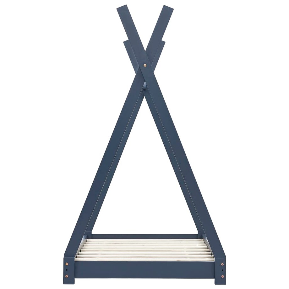 vidaXL Rama łóżka dziecięcego, szara, lite drewno sosnowe, 80 x 160 cm